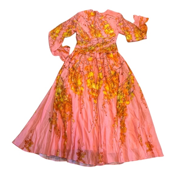 The FOLD of London Pink Silk Floral Maxi Dress Women's Size 2 XS - Picture 6 of 7
